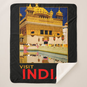 Couverture Sherpa Affiche de voyage Inde art indien vintage