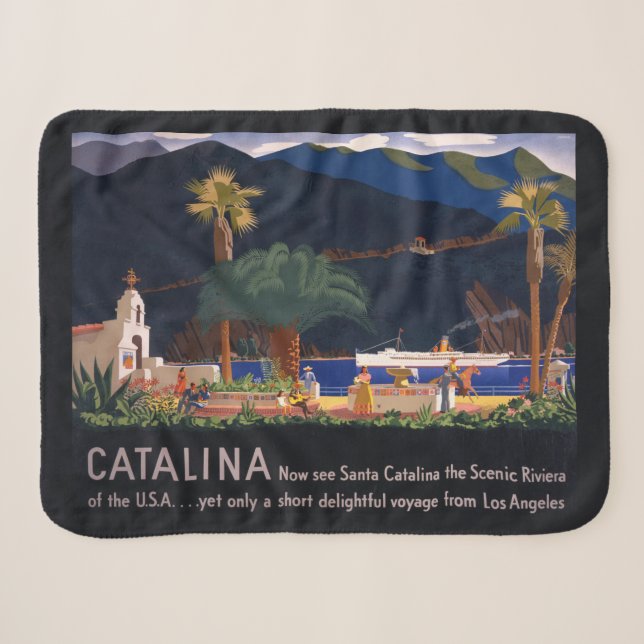 Couverture Sherpa Affiche de voyage - Père Noël Catalina Island, Cal (Devant (Horizontal))