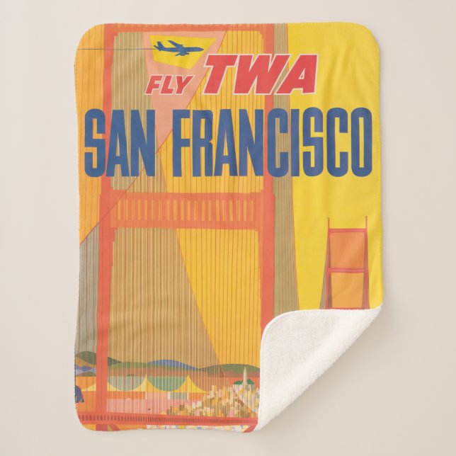 Couverture Sherpa Affiche De Voyage Pour Vol Twa À San Francisco (Devant)