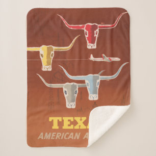 Couverture Sherpa Affiche Voyage Pour American Airlines Vers Texas