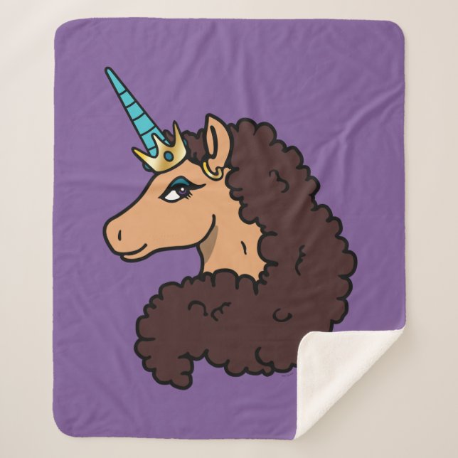 Couverture Sherpa Afro Unicorn | Divin (Devant)