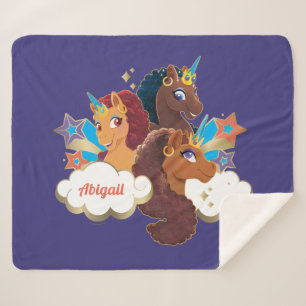 Couverture Sherpa Afro Unicorn "Fabriqué en magie" Trio Design