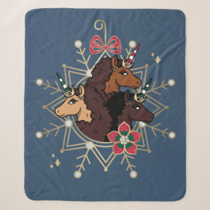 Couverture Sherpa Afro Unicorn Festive Vacances Magique