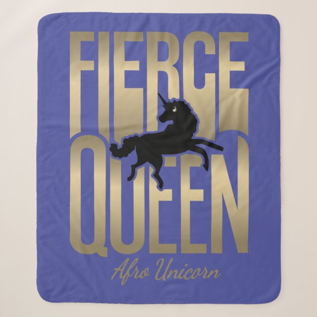 Couverture Sherpa Afro Unicorn Fierce Queen (Devant)