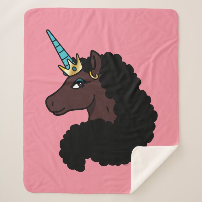 Couverture Sherpa Afro Unicorn | Magique (Devant)