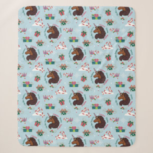 Couverture Sherpa Afro Unicorn Motif de vacances