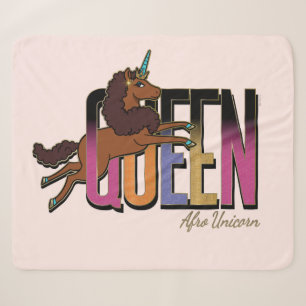 Couverture Sherpa Afro Unicorn Queen Design
