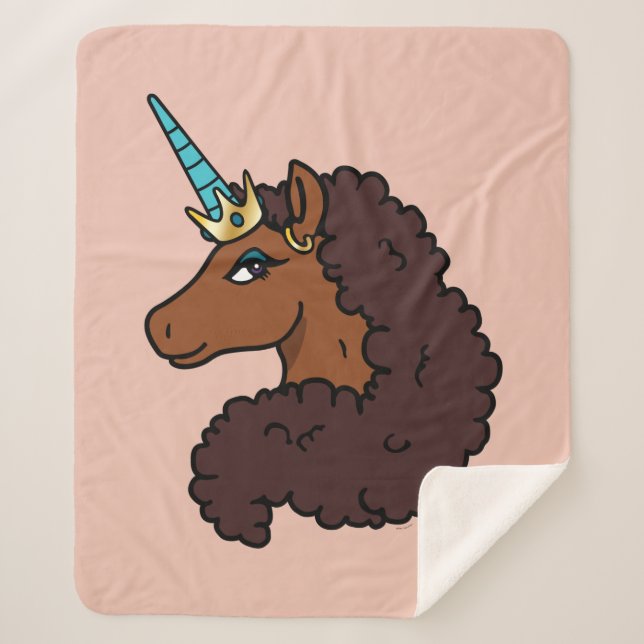 Couverture Sherpa Afro Unicorn | Unique (Devant)