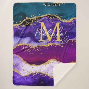 Couverture Sherpa Agate de Parties scintillant de Peacock violet et 
