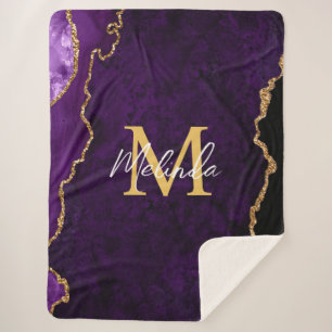 Couverture Sherpa Agate en marbre violet et or