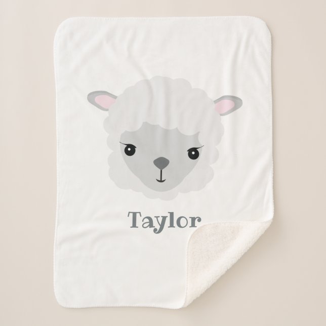 Couverture Sherpa Agneau mignon personnalisé bébé (Devant)