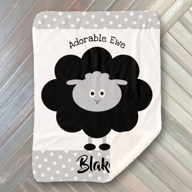 Couverture Sherpa Agneau noir blanc, Ewe chic neutre pour le genre (Créateur téléchargé)