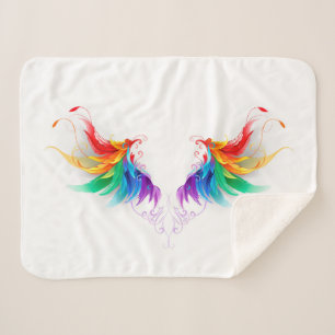 Couverture Sherpa Ailes fluffy arc-en-ciel