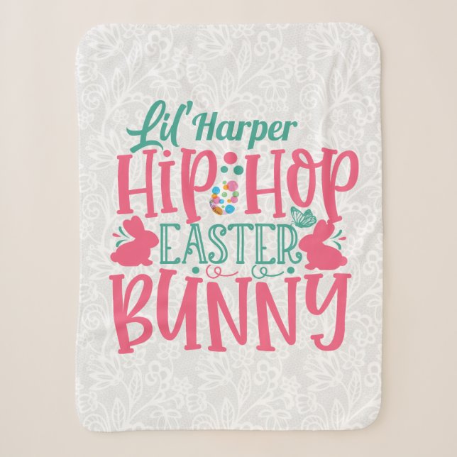 Couverture Sherpa AJOUT PERSONNALISÉ NOM Lil Hip hop Lapin de Pâques (Devant)