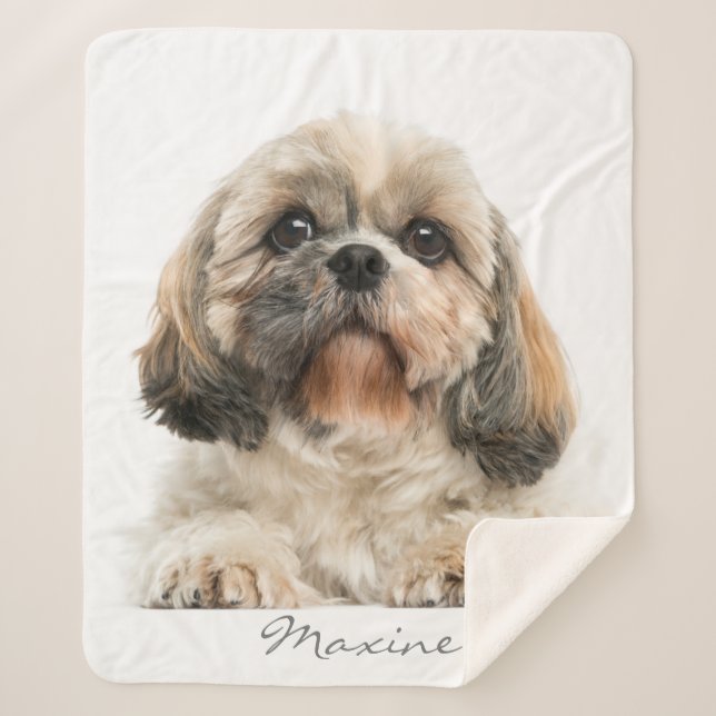 Couverture Sherpa Ajouter votre animal Portrait Shih Tzu Chien Perso (Devant)