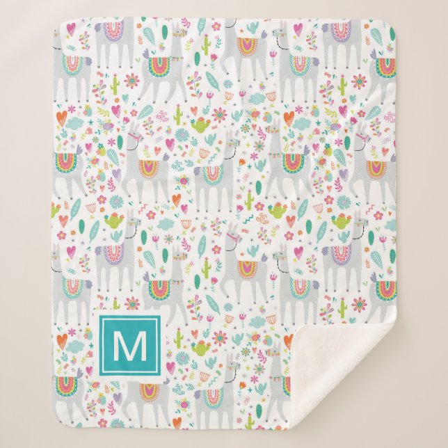 Couverture Sherpa Ajoutez votre motif en pastel | mignon initial de (Devant)
