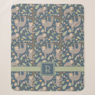 Couverture Sherpa Ajoutez votre motif floral   mignon initial de