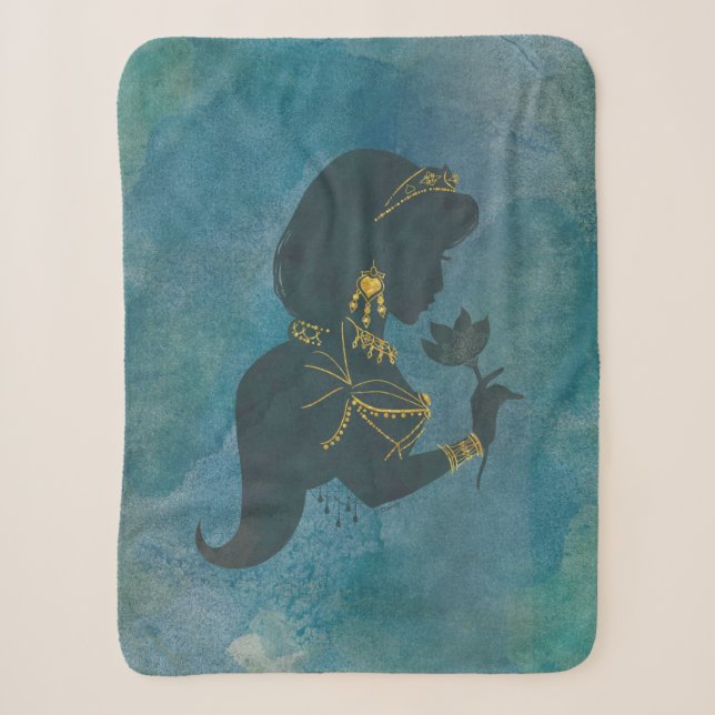 Couverture Sherpa Aladin| Silhouette dorée de Jasmine (Devant)