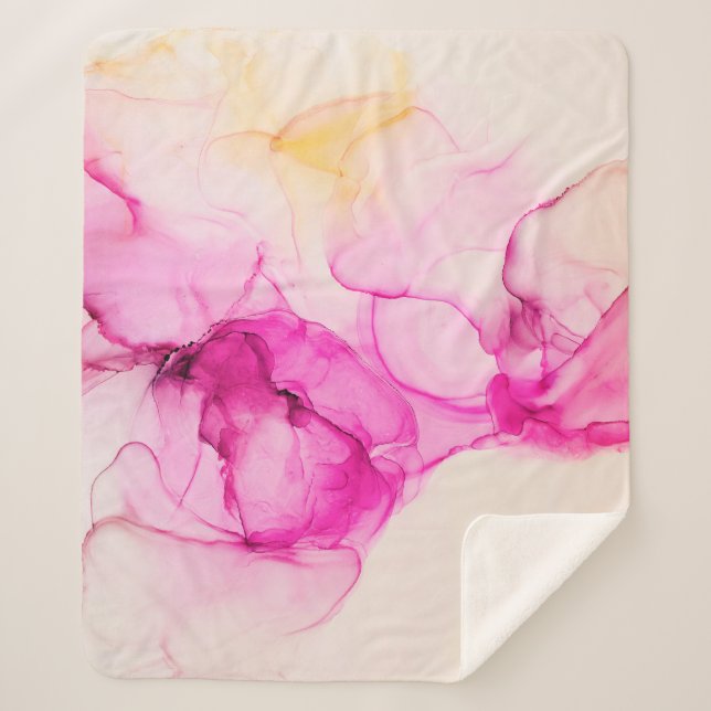 Couverture Sherpa Alcool encre texture marine. L'art contemporain. (Devant)