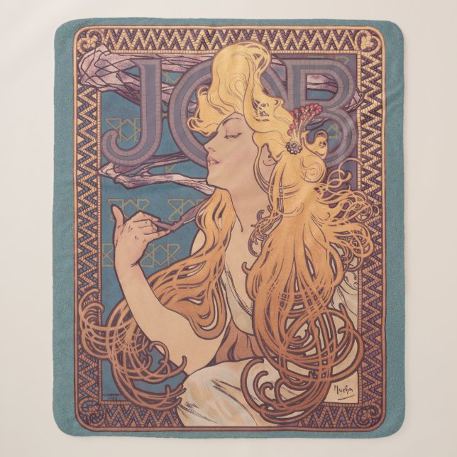 Couverture Sherpa Alfonse Mucha Job Art Nouveau femme (Devant)