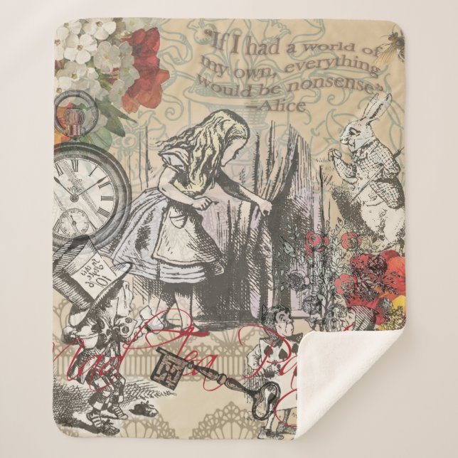 Couverture Sherpa Alice au pays des merveilles Rideau Art classique (Devant)