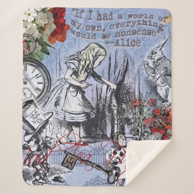 Couverture Sherpa Alice nonsense rideau merveilleux - Bleu (Devant)