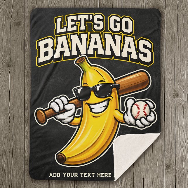 Couverture Sherpa Allons Bananes Baseball Rétro Banane Drôle (Créateur téléchargé)