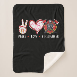 Couverture Sherpa Amateurs de pompiers Peace Love | Cadeaux pompiers