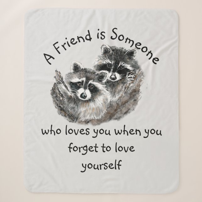 Couverture Sherpa Ami Vous Aime Cute Raccoons Animal Art (Devant)