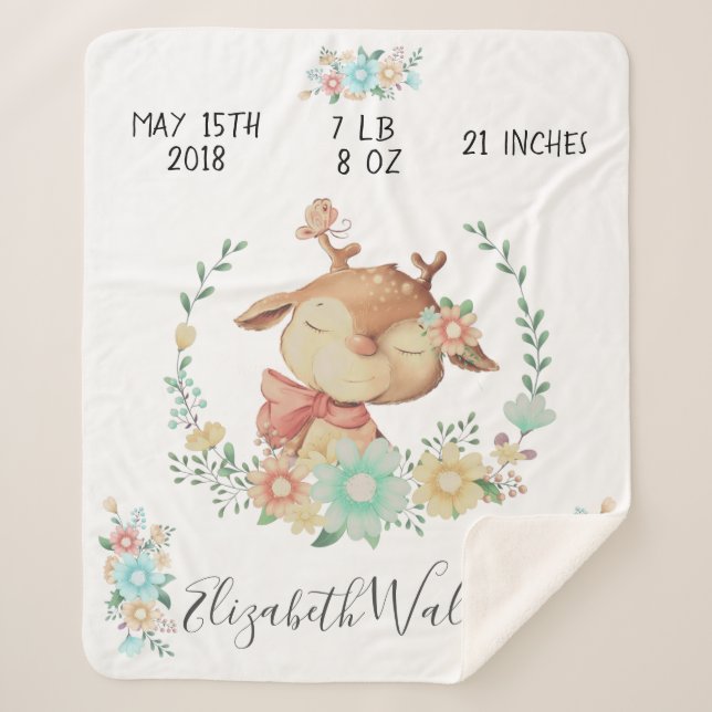 Couverture Sherpa amis de la forêt statistiques de naissance du bébé (Devant)