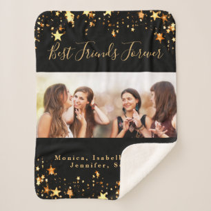 Couverture Sherpa Amis pour toujours BFF noir or photo