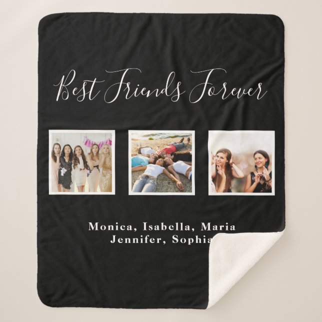 Couverture Sherpa Amis pour toujours BFF photos noir (Devant)