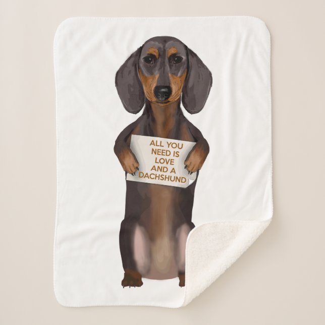 Couverture Sherpa Amour et Dachshund (Devant)