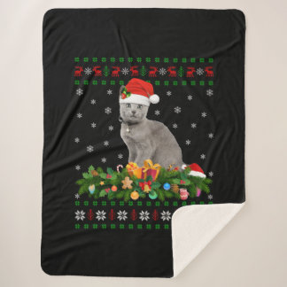 Couverture Sherpa Amoureux des animaux de chat Santa Hat Vilain Russ