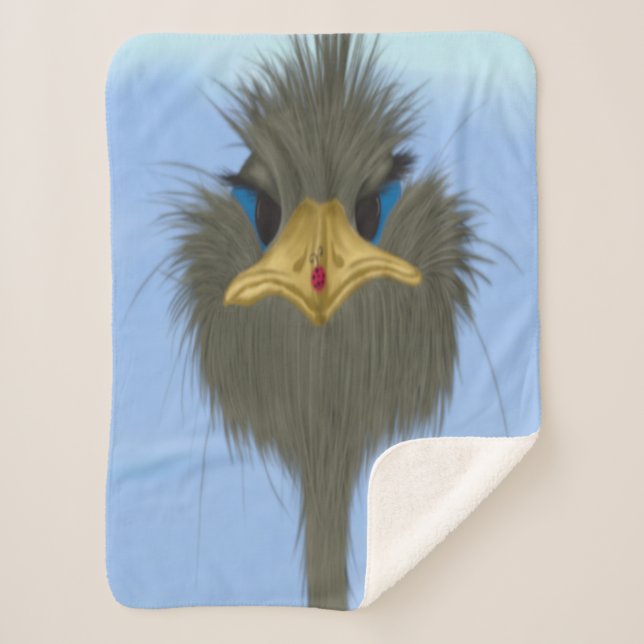 Couverture Sherpa Amusant Ostrich George Et Mignonne Ladybug (Devant)