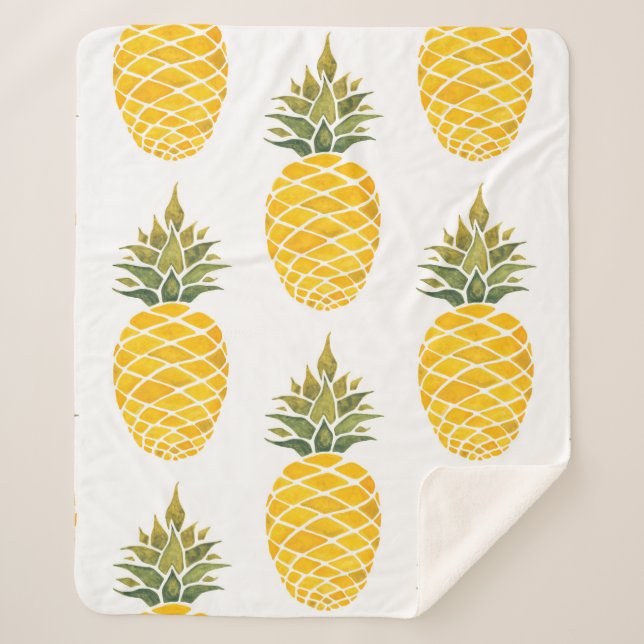 Couverture Sherpa Ananas. Aquarelle peinture à la main w (Devant)