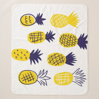 Couverture Sherpa Ananas minimalistes, design abstrait coloré.