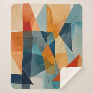 Couverture Sherpa Angles Abstraits de bleu et d'orange