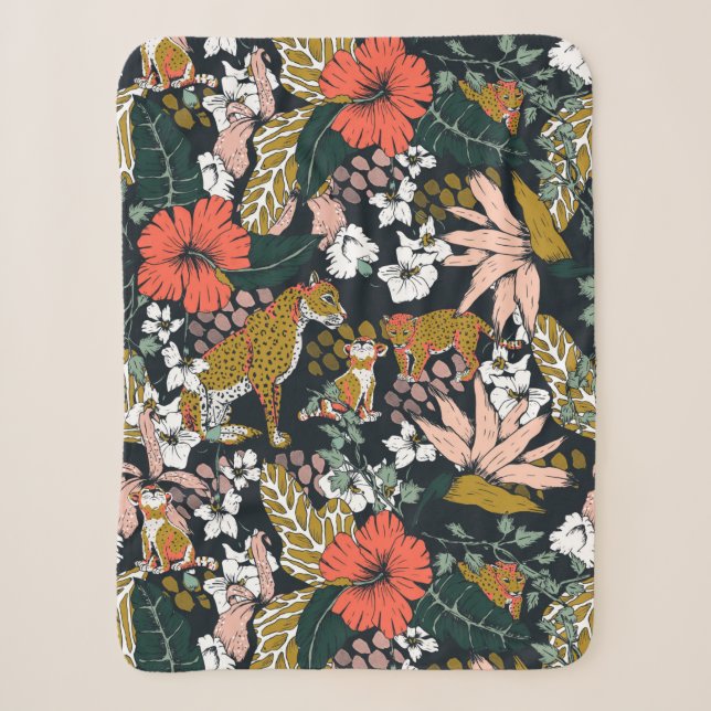 Couverture Sherpa Animal print dark jungle (Devant)