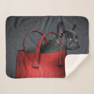 Couverture Sherpa Animaux de bébés cutest   French Bulldog Red Hand 