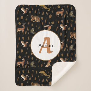 Couverture Sherpa Animaux de la forêt automnale Feuilles d'automne M