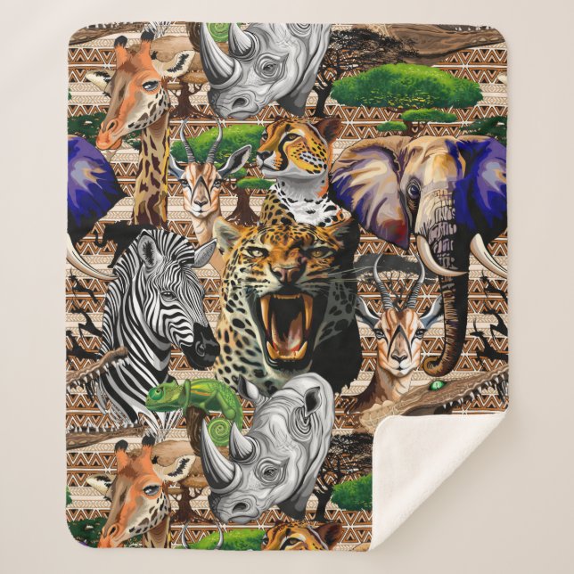 Couverture Sherpa Animaux sauvages de la Savane africaine (Devant)
