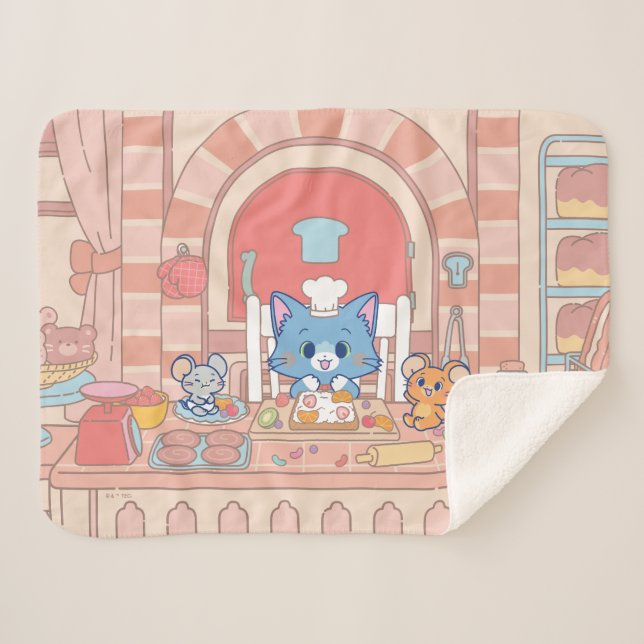 Couverture Sherpa Anime Tom, Jerry et boulangerie Tuffy (Devant (Horizontal))