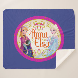 Couverture Sherpa Anna et Elsa Cadre floral