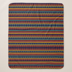 Couverture Sherpa années 1970 rétro rayures vintages et zigzag