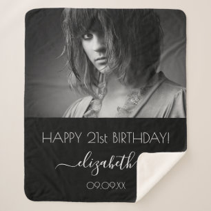 Couverture Sherpa Anniversaire noir blanc photo moderne