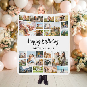 Couverture Sherpa Anniversaire Personnalisé 24 Photo Collage