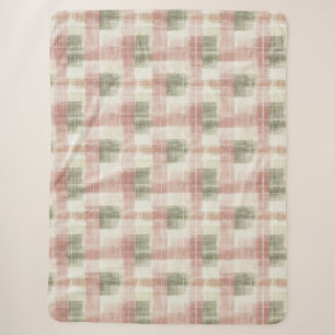 Couverture Sherpa Anniversaire Rayures Carreaux Crème Menthe Rose Él