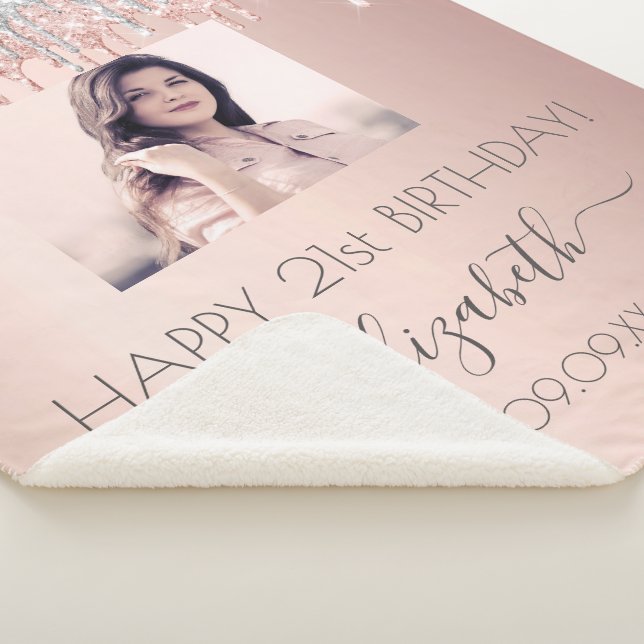 Couverture Sherpa Anniversaire rose or parties scintillant argent bl (3/4)