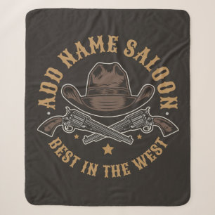 Couverture Sherpa Antique Cowboy Guns AJOUTER NOM Old Wild West Salo